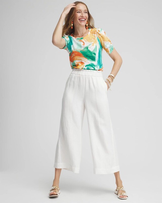 Watercolor Gathered Elbow Sleeve Tee - image 2